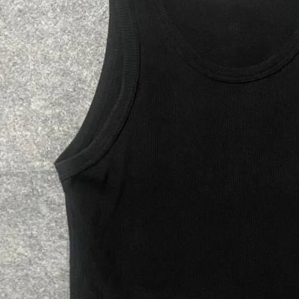 Black Ribbed Tank Top - Picture 3 of 4